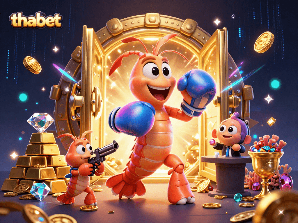 Experience thrilling gaming with thabet featuring vibrant sea creatures celebrating a jackpot.