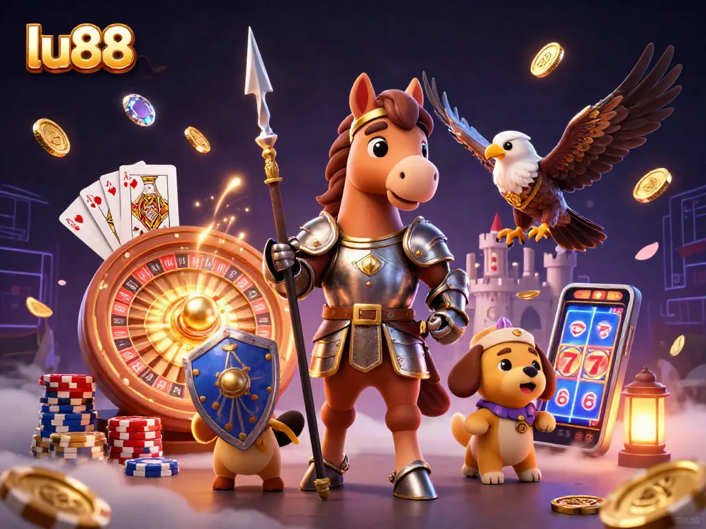 Win big at lu88 with this immersive 3D casino scene featuring dynamic gaming elements.