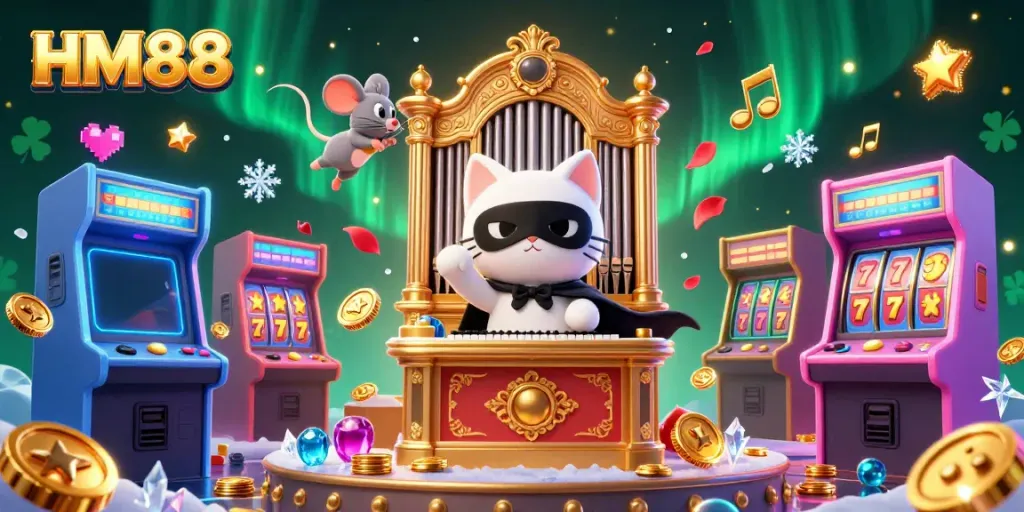 Experience thrilling gameplay at HM88, showcasing vibrant casino elements with immersive 3D characters.