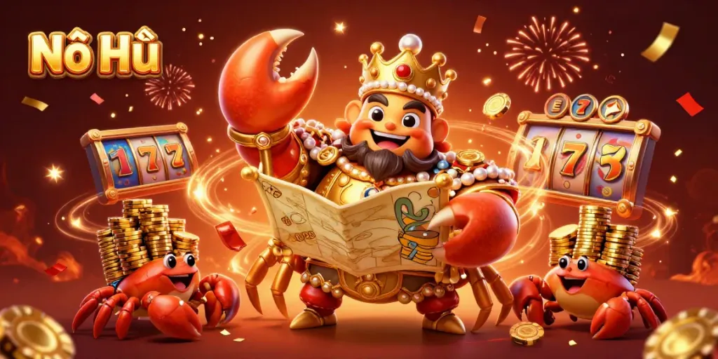 Experience winning moments with Nổ Hũ as the golden crab emperor rules over electrifying jackpots and slot excitement.