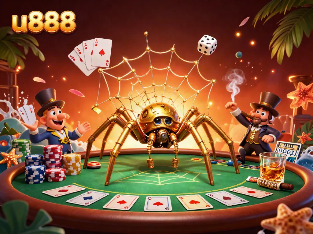 Engage with u888's immersive gambling world in this vibrant casino illustration.