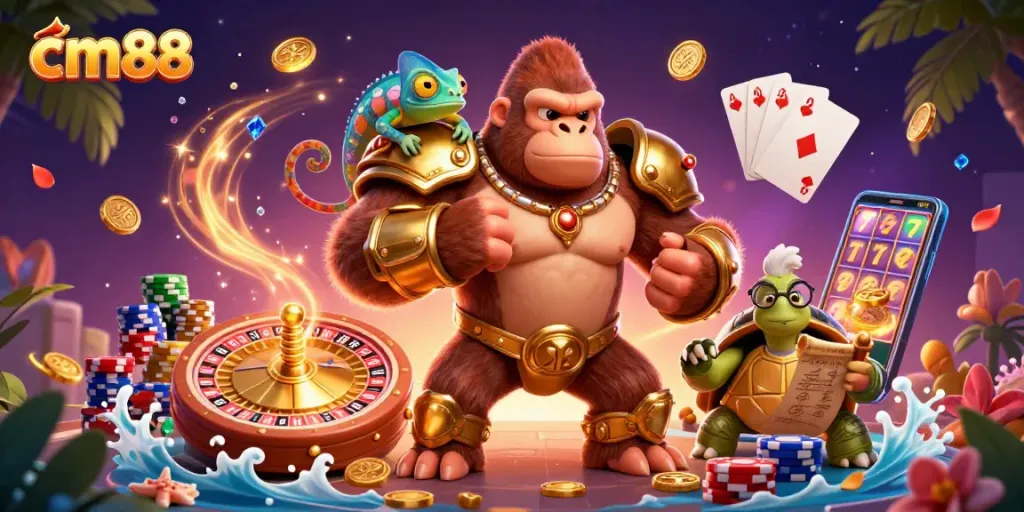 Engage with cm88's thrilling casino experience featuring vibrant characters and exciting gaming elements.