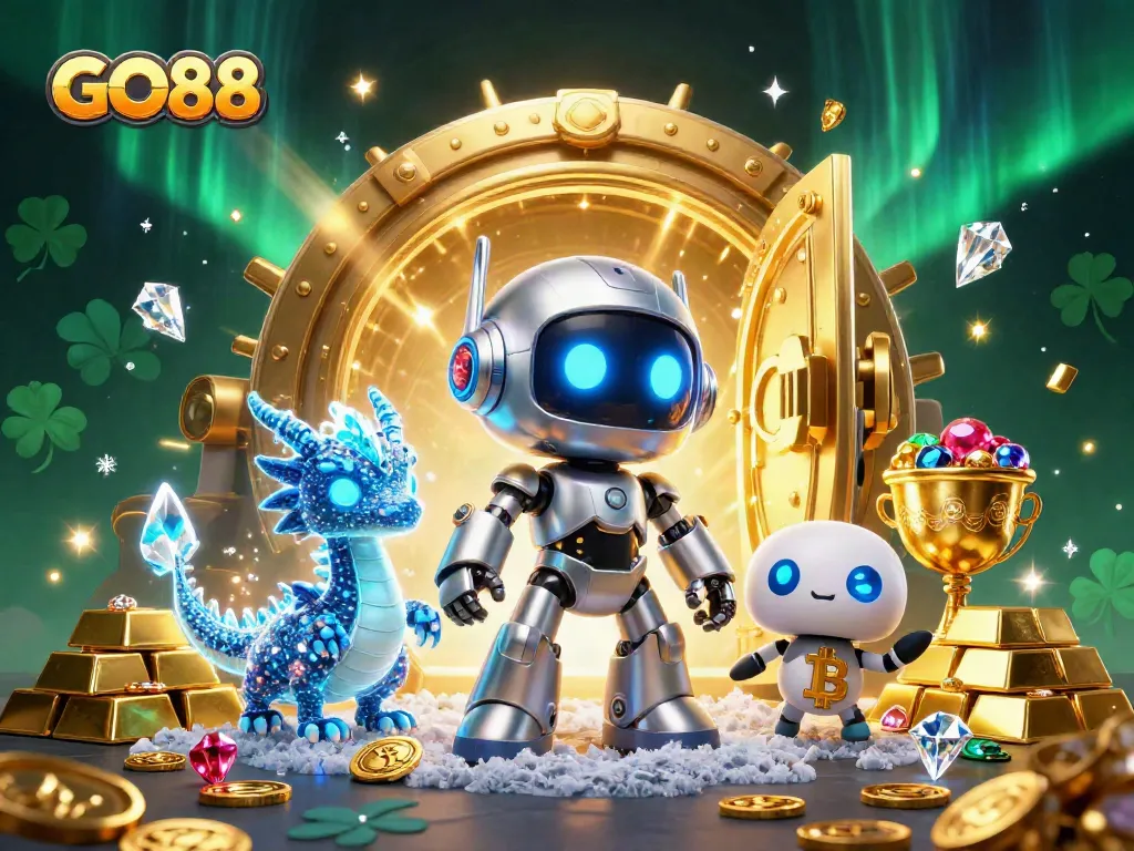 Engage in captivating gambling with GO88 amidst dazzling treasures and 3D futuristic characters.