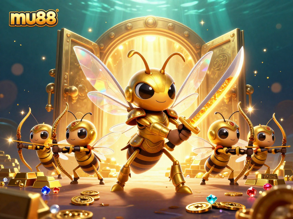 Experience epic wins at mu88 with vibrant treasures and adventurous characters in a unique 3D illustration.