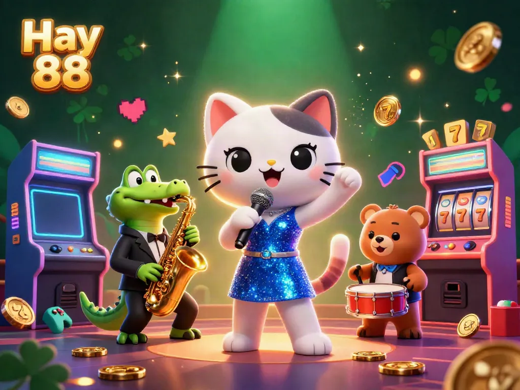 Engage with Hay 88's lively casino scene featuring jazz cats and vibrant game design.