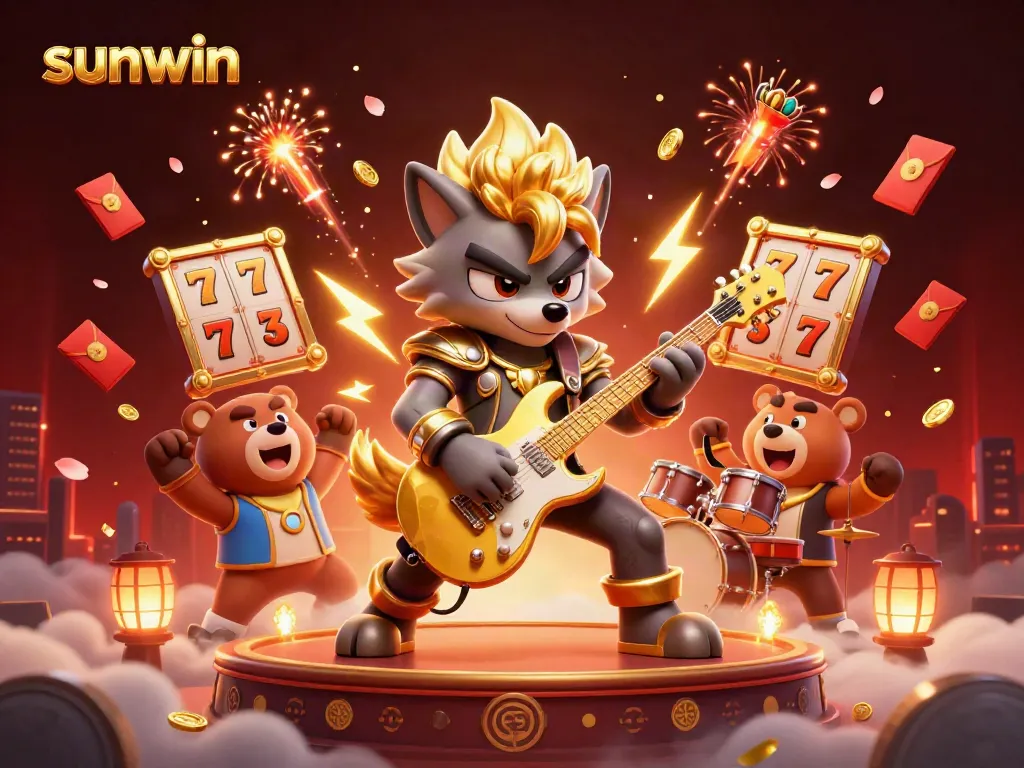 Win big with sunwin in this captivating casino scene featuring exciting slot action and vibrant characters.
