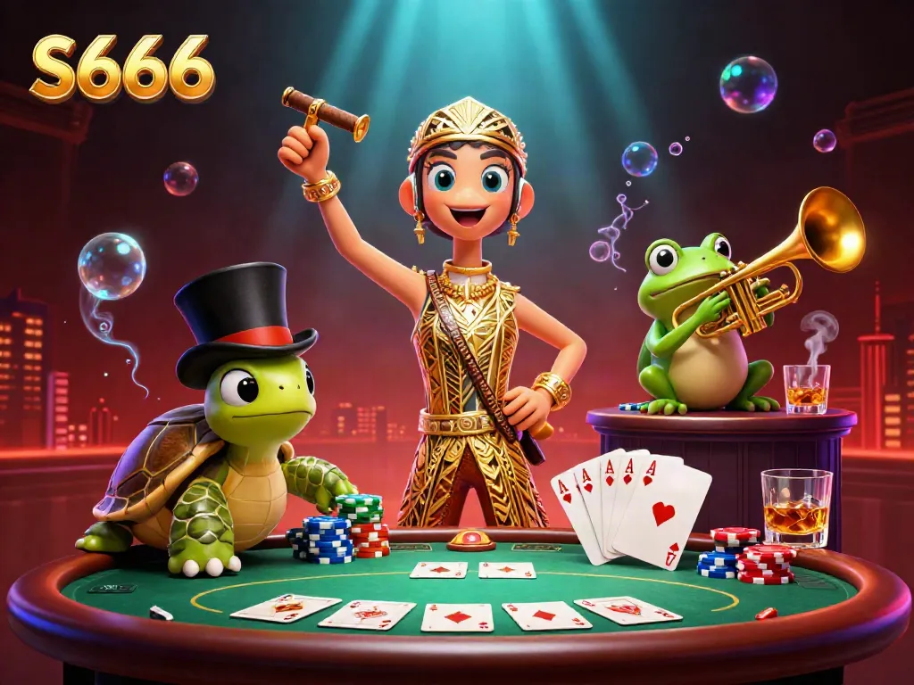 Experience the thrill of S666 casino gaming with a vibrant 3D speakeasy scene.