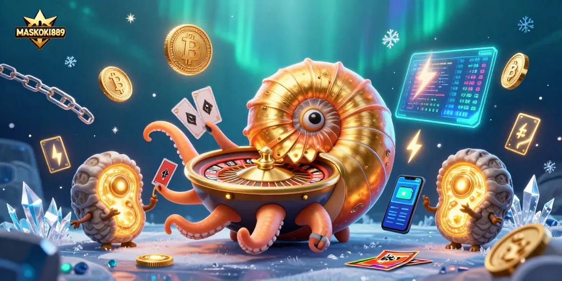 Experience exciting gameplay with MASKOKI889, a cartoon roulette scene featuring crypto elements.