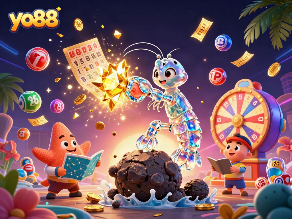 Engage in thrilling games at yo88 with colorful lottery balls and dynamic casino elements.