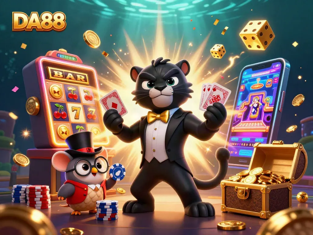 Experience vibrant gameplay at DA88 with colorful characters and casino-themed elements.