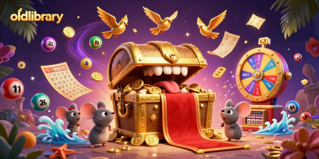 Experience immersive gaming at oldlibrary with this engaging illustration of vibrant casino elements.