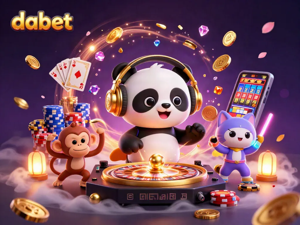 Dabet spins music with a DJ panda as vibrant casino elements bring excitement to gameplay