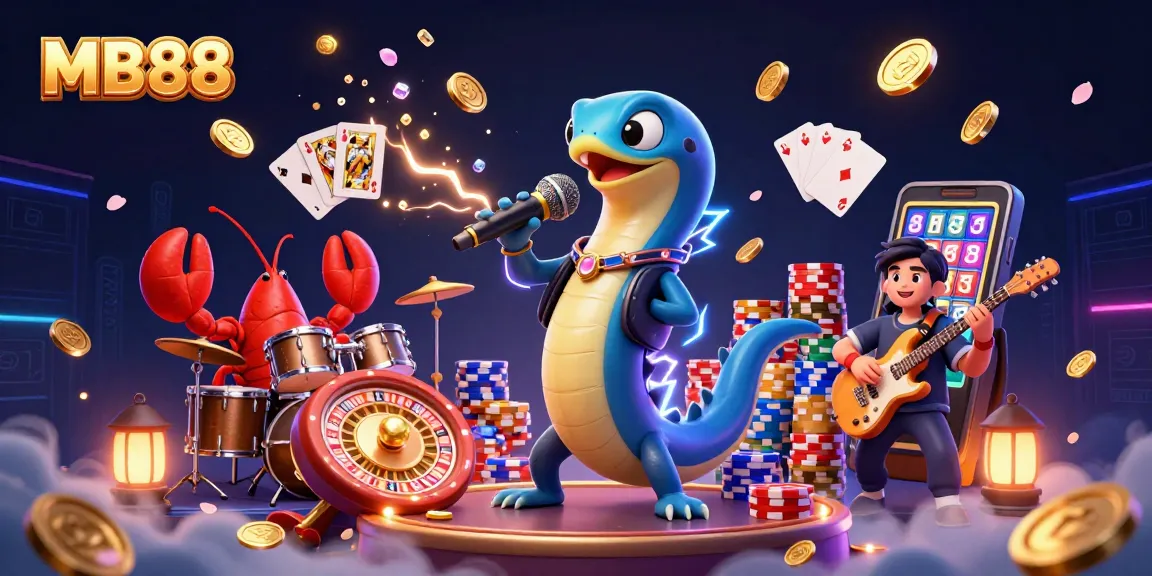 Experience the thrill of MB88 with lively casino characters and vibrant gold rewards!