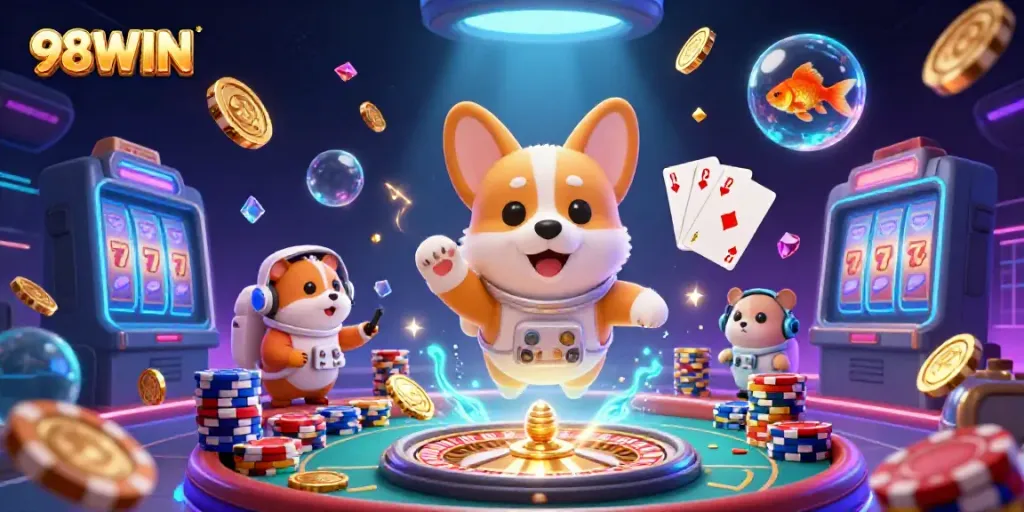 Join the excitement in the 98WIN space casino adventure with floating treasures and action!