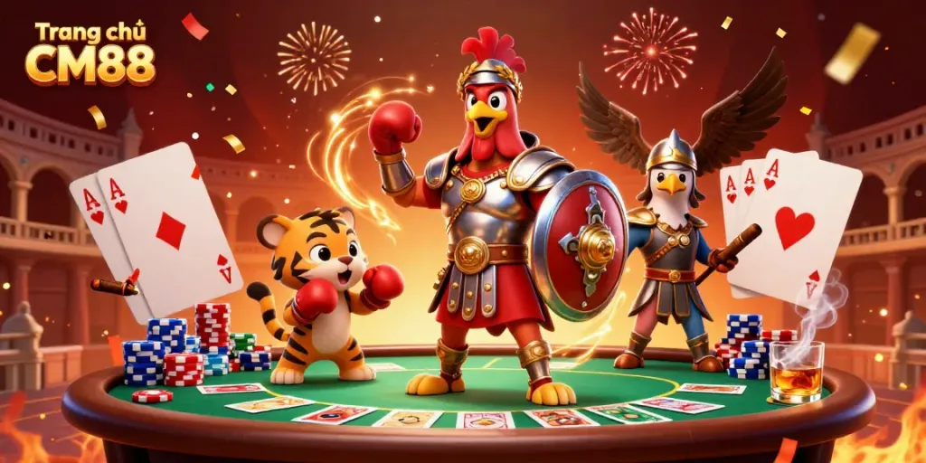 Engage with the dynamic atmosphere at Trang chủ CM88 featuring exciting poker elements and iconic characters.