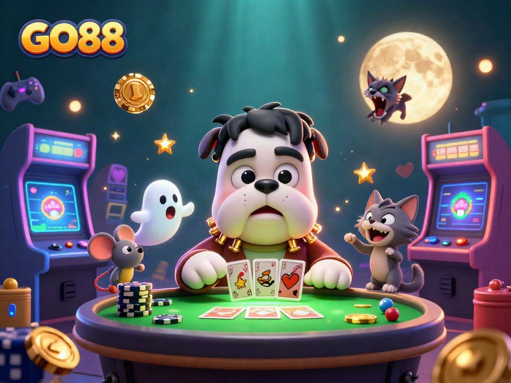 Engage with GO88's thrilling online experience featuring fantastical characters in a vibrant casino scene.