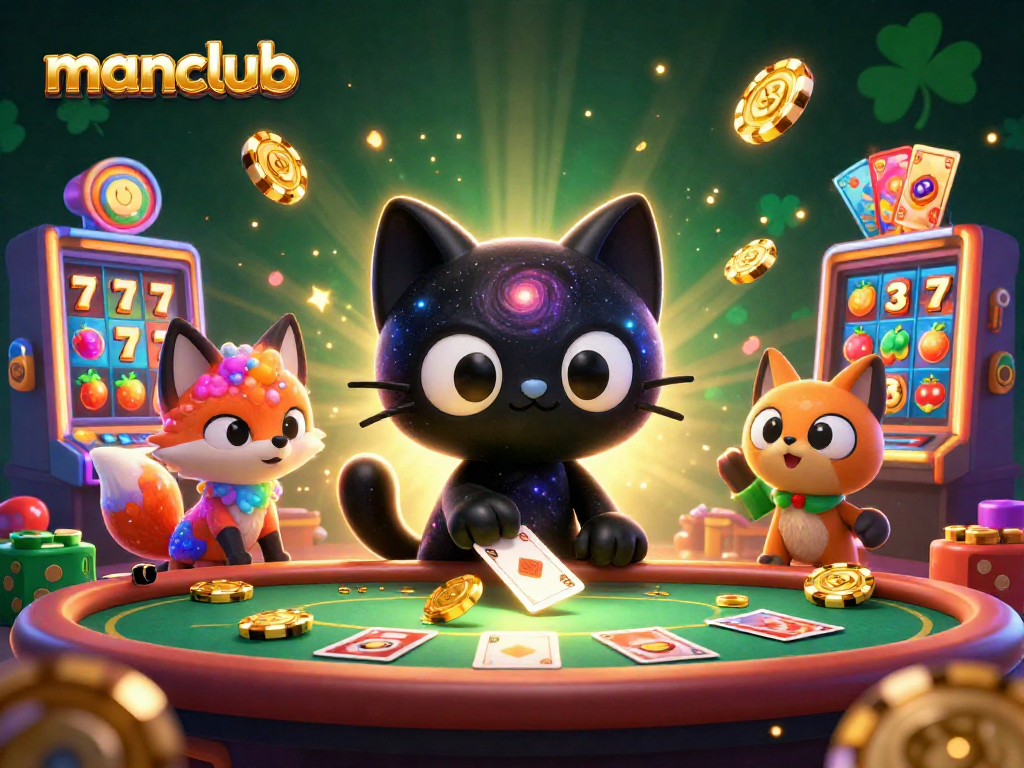 Experience winning with manclub's cosmic casino featuring vibrant slots and charming characters.