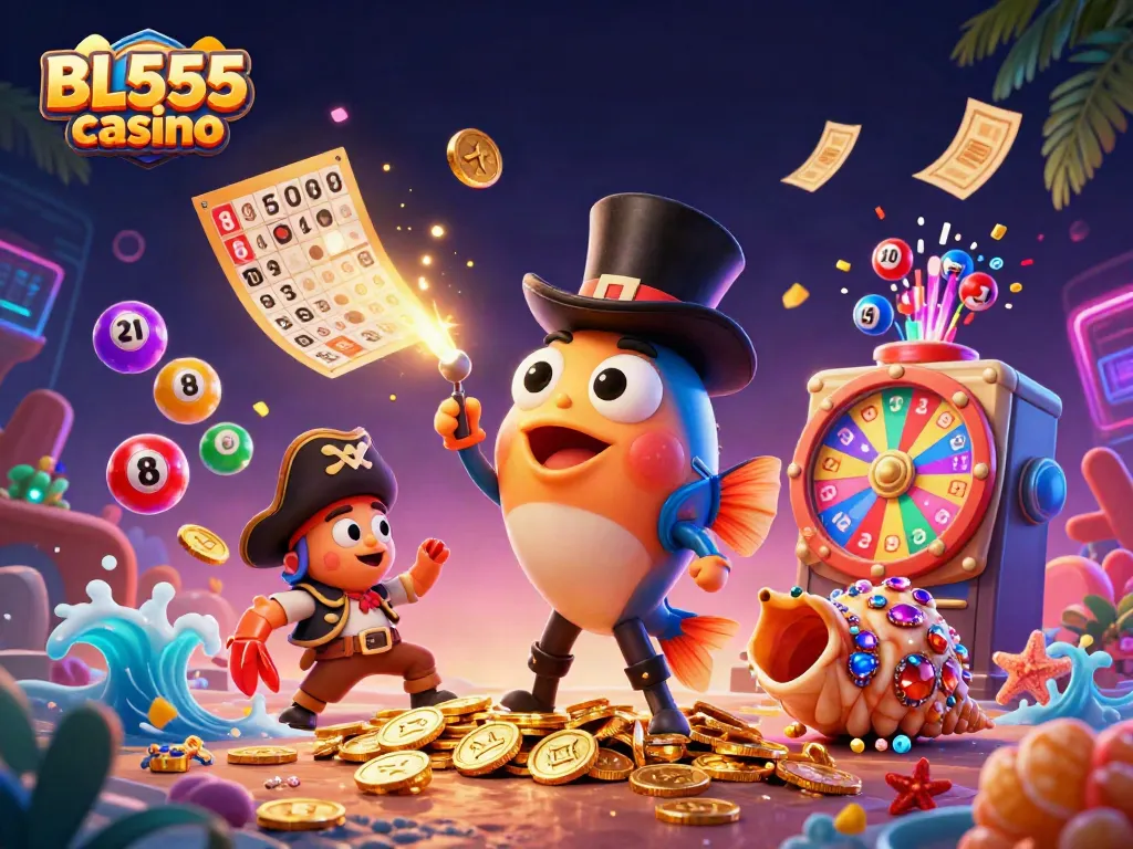 Experience the thrilling world of BL555 casino with vibrant characters and games in action.