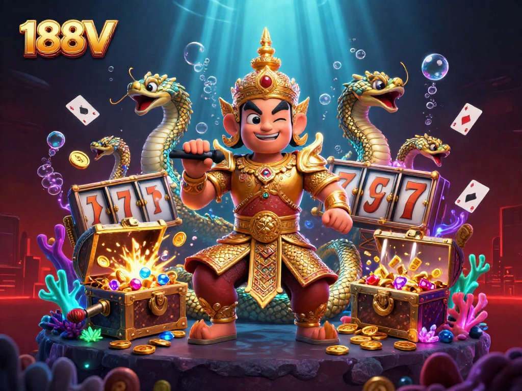 Bet players spin the slot reels and win treasures at 188V with exciting golden guardians.