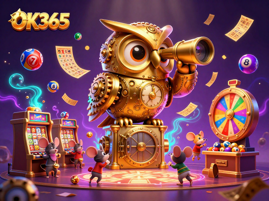 Experience the thrill of OK365 with a vibrant casino scene showcasing engaging games and characters.