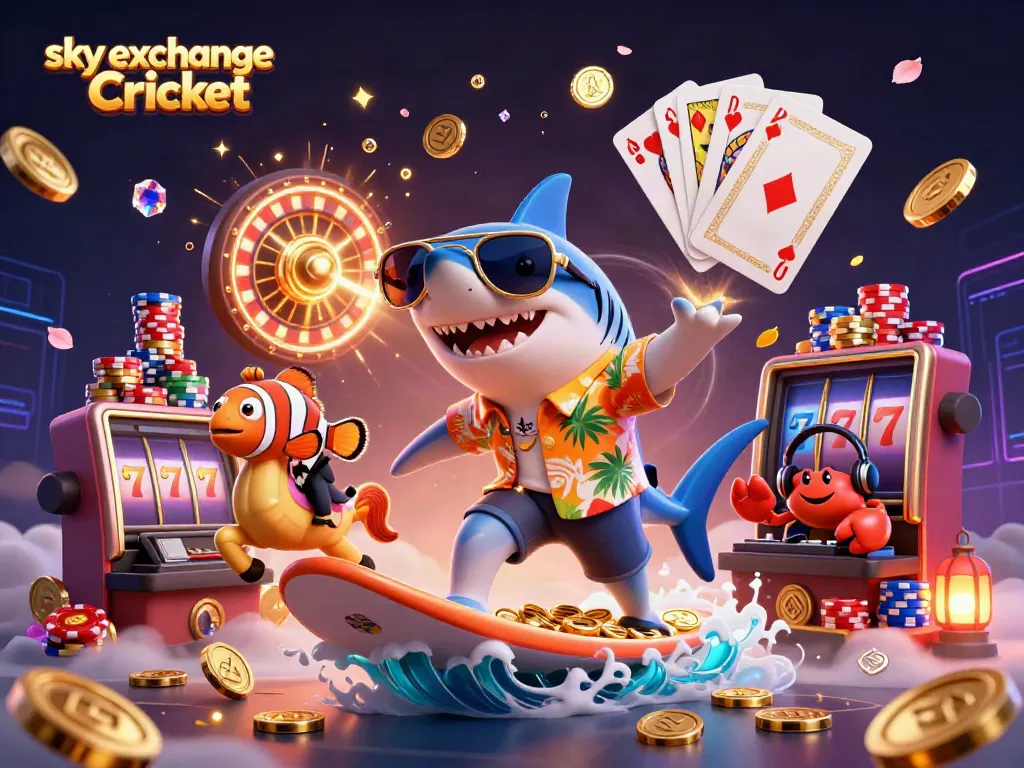 Experience the excitement of sky exchange Cricket with a vibrant 3D scene featuring playful sea creatures and casino elements.
