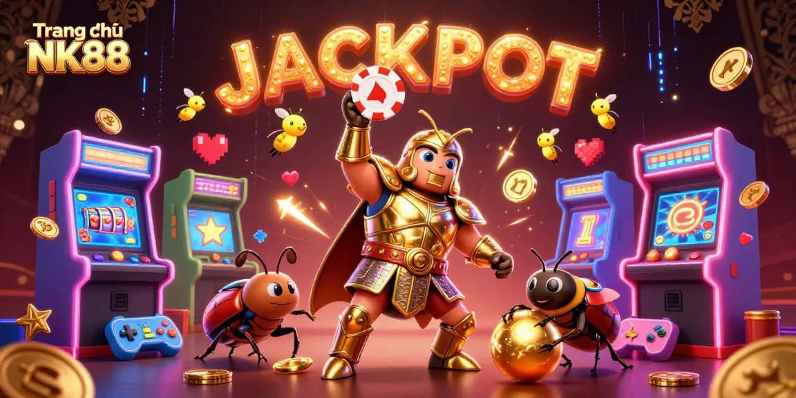 Engage with Trang chủ NK88 and lift your poker chip high in this vibrant casino-themed illustration!