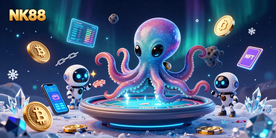 Engage winning strategies at NK88 in a vibrant alien casino scene.