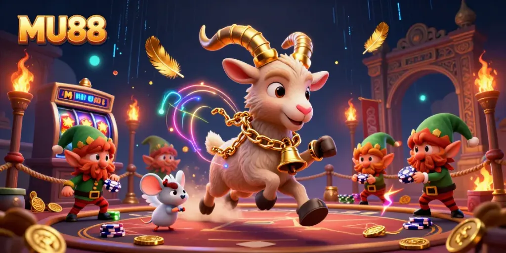 Engage in thrilling games at MU88, featuring vibrant characters amid dynamic casino elements.