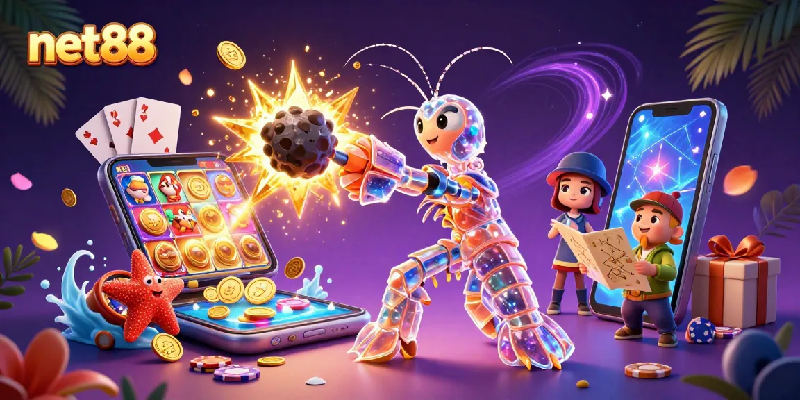 Experience thrilling wins with net88's vibrant 3D casino action featuring samurai mantis shrimp and starfish.