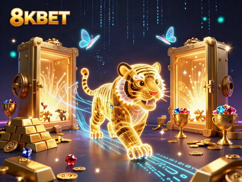Hòa mình vào thế giới 8KBET với hình ảnh họa tiết đẹp mắt từ sòng bạc ảo và châu báu lấp lánh.