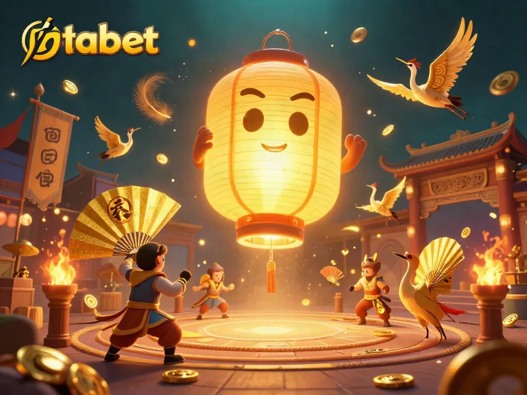 Engage with thabet's vibrant and immersive online casino world featuring golden lanterns and fortune symbols.