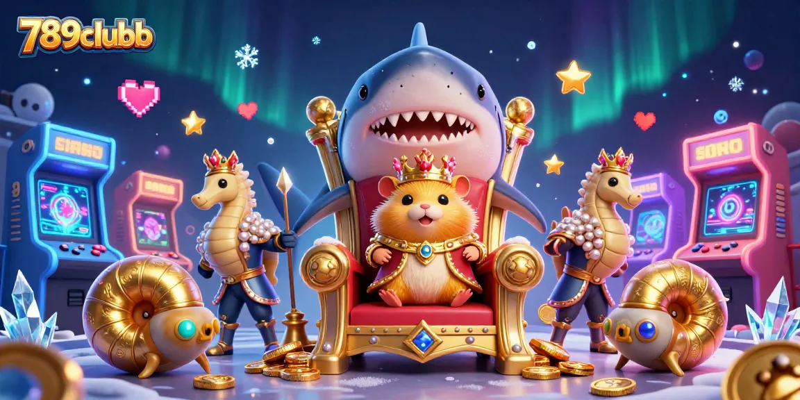 Engage in casino gaming excitement with 789clubb's vibrant 3D illustration featuring a golden hamster king.
